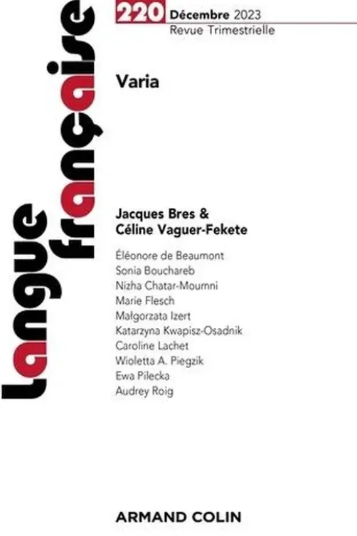 Langue française N° 220, 4/2023 : Varia, Armand Colin