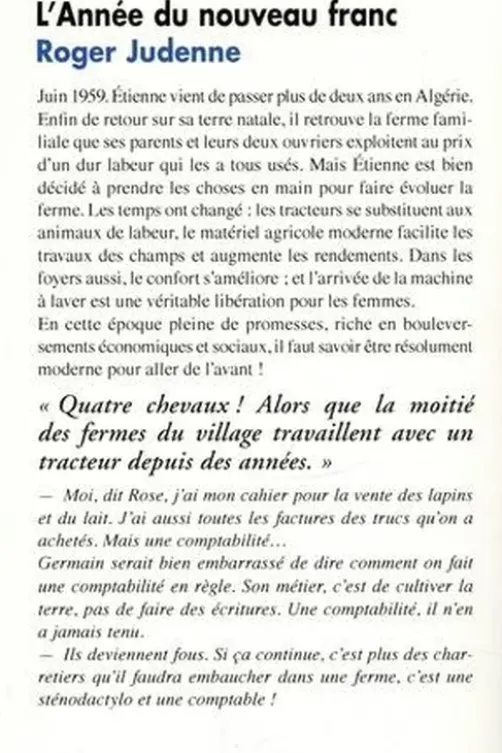 L'année du nouveau franc, Roger Judenne