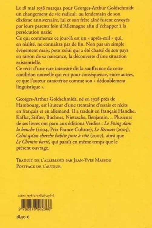 L'après-exil. Suivi de La langue d'après, Georges-Arthur Goldschmidt