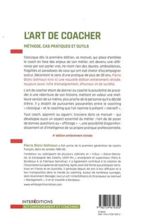 L'art de coacher. Méthode, cas pratiques et outils, 4e édition, Pierre Blanc-Sahnoun