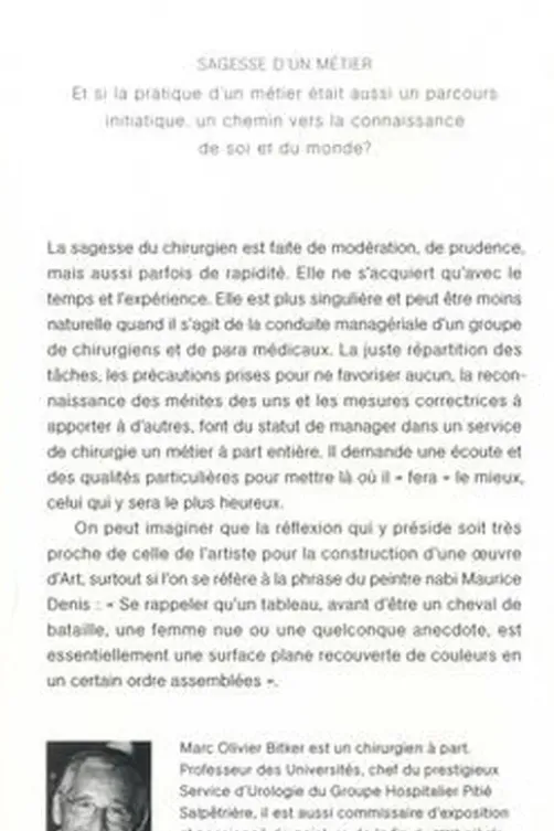 La sagesse du chirurgien, Marc-Olivier Bitker