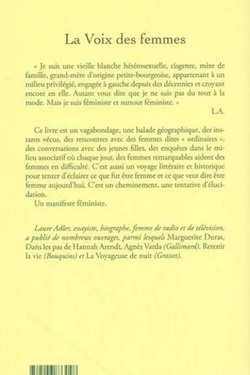 La voix des femmes, Laure Adler
