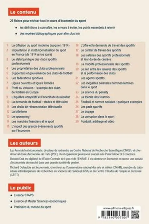 L'économie du sport en fiches, Luc Arrondel