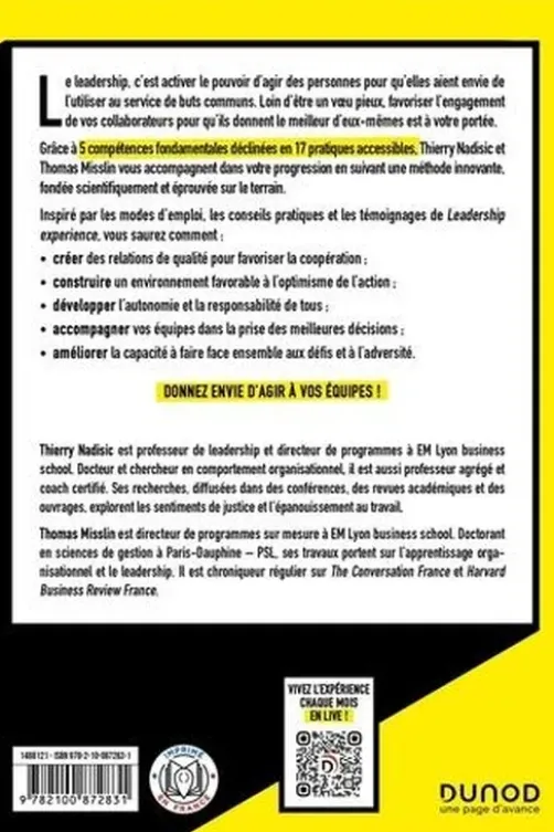 Leadership experience. 17 pratiques pour donner envie d'agir à vos équipes !, Thierry Nadisic