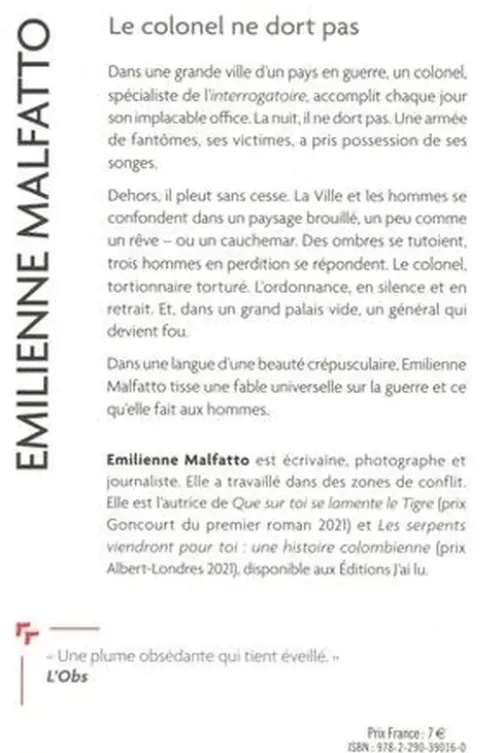 Le colonel ne dort pas, Emilienne Malfatto