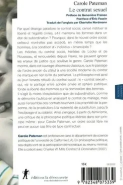 Le contrat sexuel, Carole Pateman