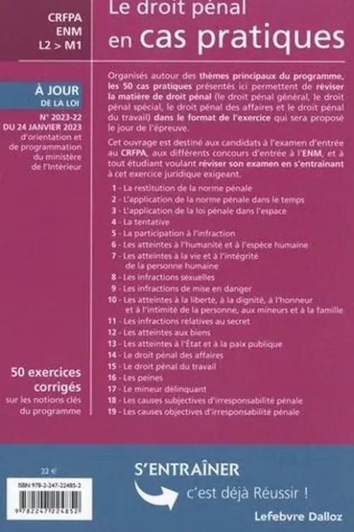 Le droit pénal en cas pratiques. 50 exercices corrigés sur les notions clés du programme, 6e édition, Nicolas Jeanne