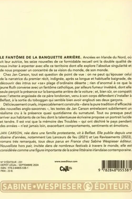 Le fantôme de la banquette arrière, Jan Carson