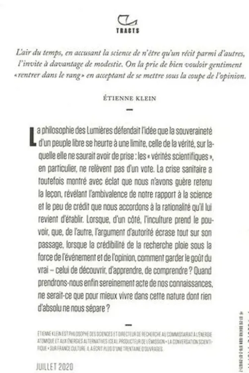 Le goût du vrai, Etienne Klein