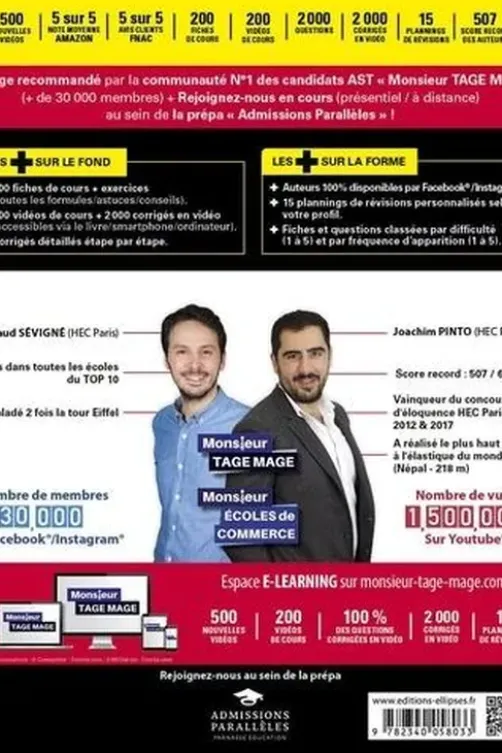 Le grand manuel du TAGE MAGE. N°1 DES VENTES – 16 tests blancs + 200 fiches de cours + 2000 vidéos, Edition 2022, Joachim Pinto