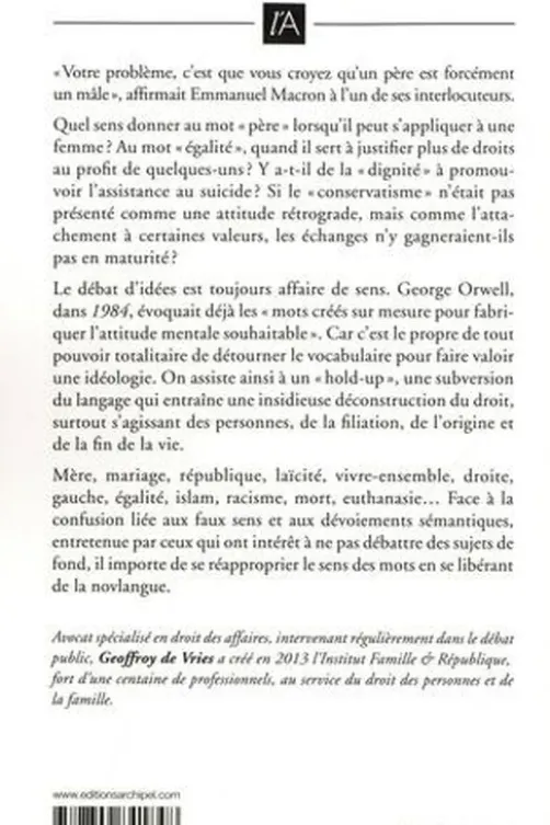 Le hold-up des mots. Redonner aux mots leur vrai sens, Geoffroy de Vries
