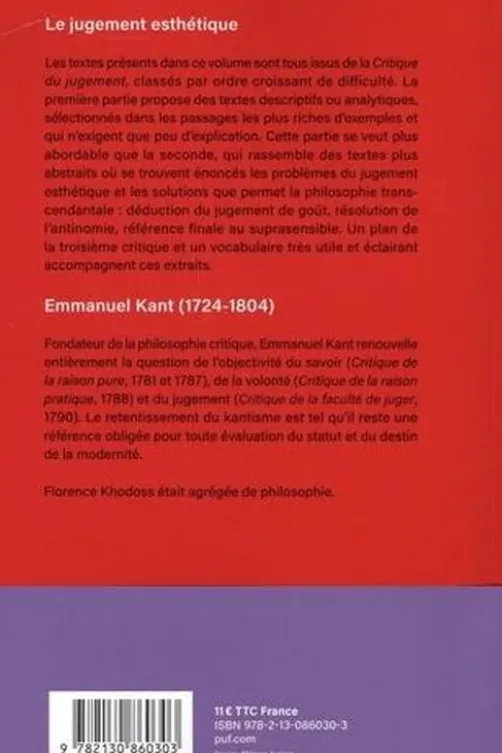 Le jugement esthétique. Textes choisis, Emmanuel Kant