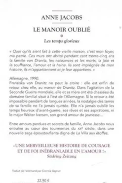Le manoir oublié Tome 1 : Les Temps glorieux, Anne Jacobs