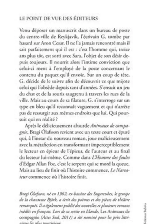 Le narrateur, Bragi Olafsson