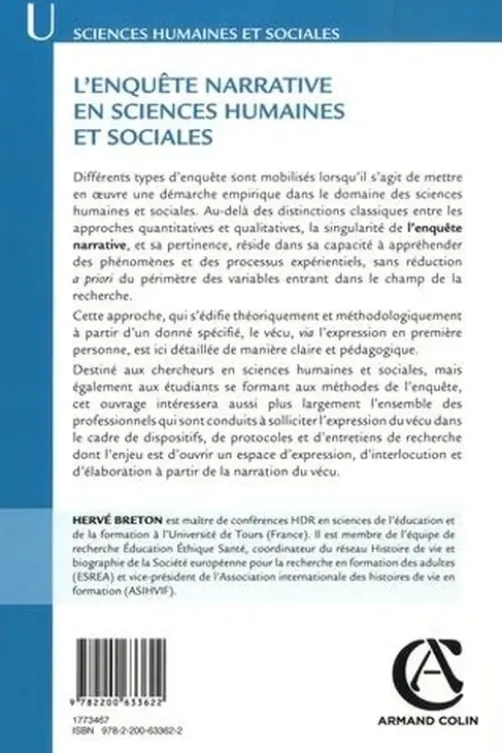 L'enquête narrative en sciences humaines et sociales, Hervé Breton