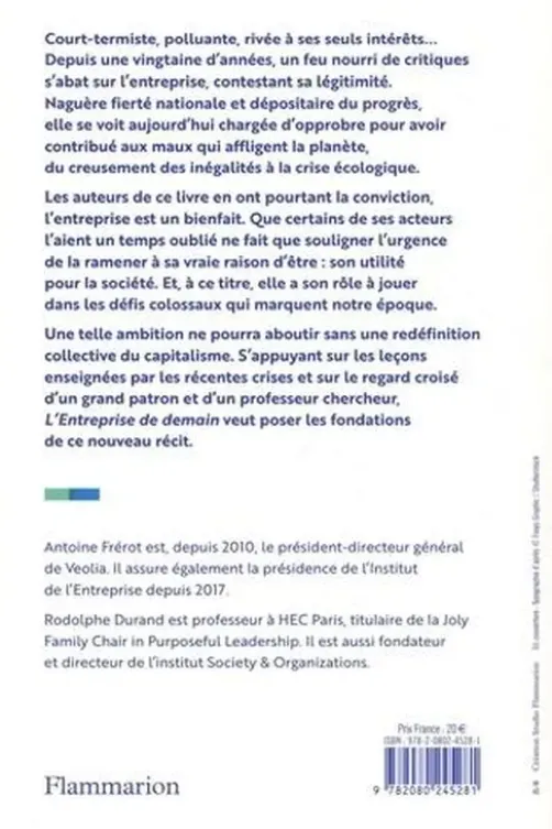 L'entreprise de demain. Pour un nouveau récit, Antoine Frerot