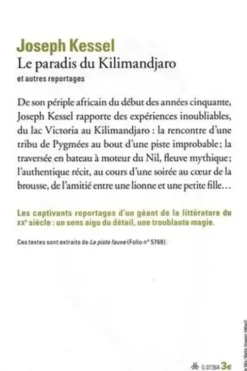 Le paradis du Kilimandjaro et autres reportages, Joseph Kessel