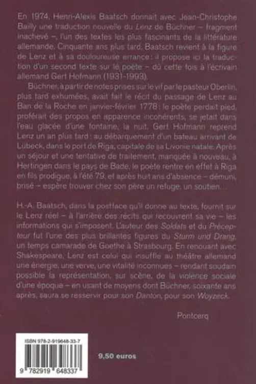 Le retour à Riga du fils prodigue J.M.R. Lenz, Gert Hofmann