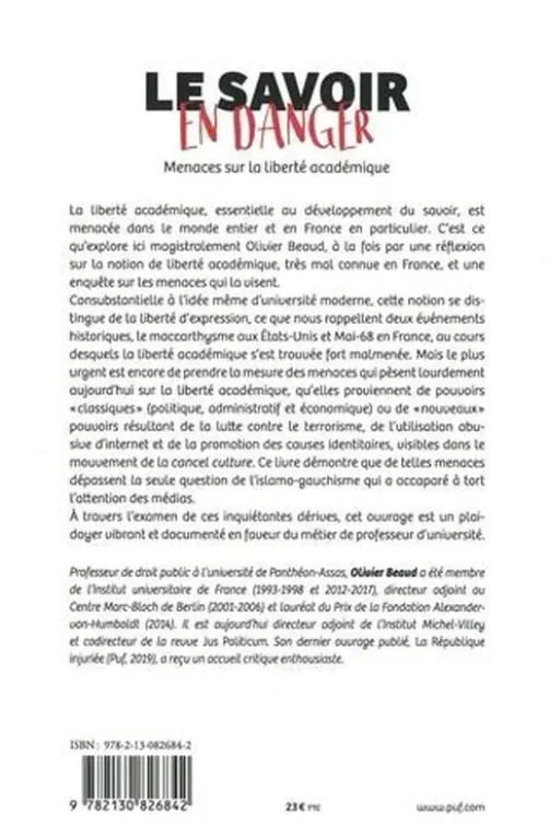Le savoir en danger. Menaces sur la liberté académique, Olivier Beaud