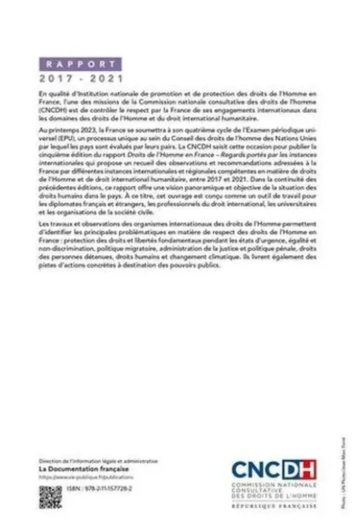 Les droits de l'homme en France. Regards portés par les instances internationales - Rapport 2017-2021, Cncdh