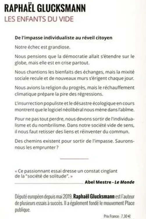 Les enfants du vide. De l'impasse individualiste au réveil citoyen, Raphaël Glucksmann