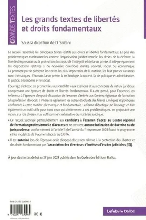 Les grands textes de libertés et droits fondamentaux. 9e édition, David Soldini