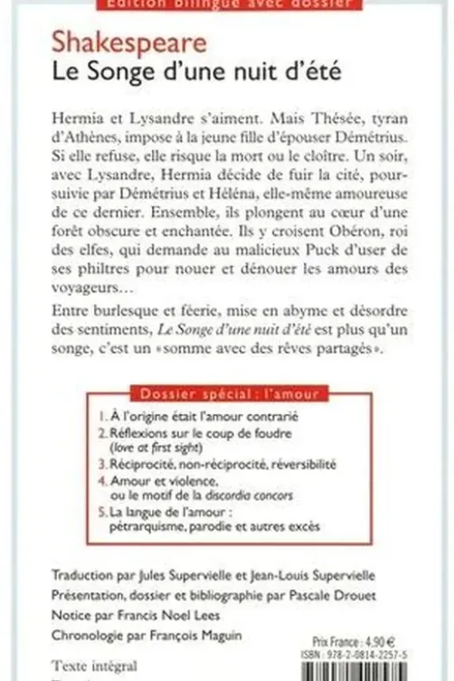 Le Songe d’une nuit d’été. Prépas scientifiques, Edition 2019, Edition bilingue français-anglais, William Shakespeare