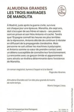 Les trois mariages de Manolita, Almudena Grandes
