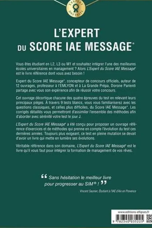 L'expert du Score IAE Message. 9 tests blancs, Edition 2020, Dorone Parienti