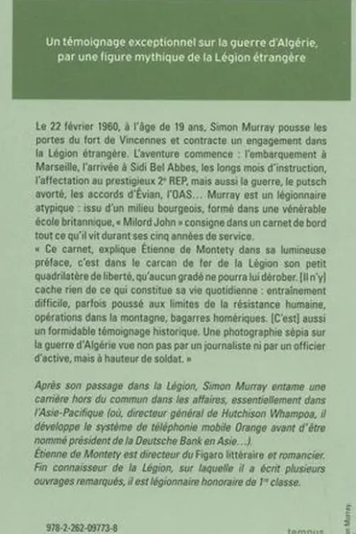 Légionnaire. Un Anglais dans la guerre d'Algérie, Simon Murray