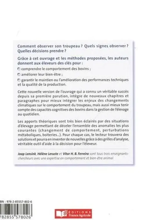 L'observation du troupeau bovin. 3e édition, Joop Lensink