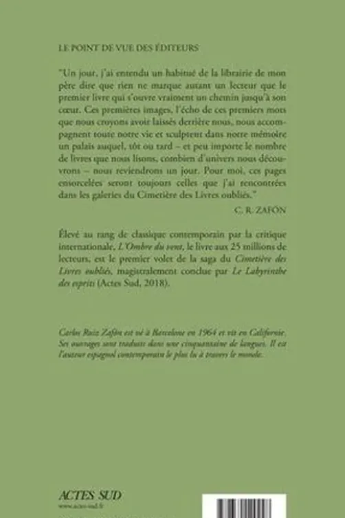 L'ombre du vent. Edition collector, Carlos Ruiz Zafon