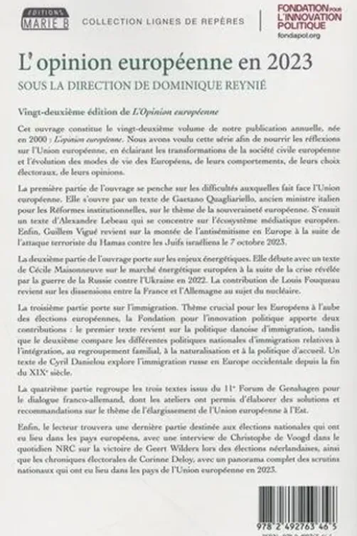 L'opinion européenne en 2023, Dominique Reynié
