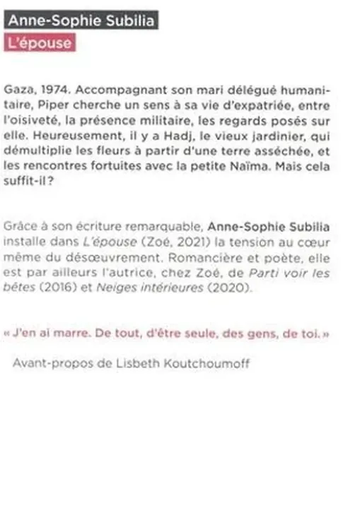 L'épouse, Anne-Sophie Subilia