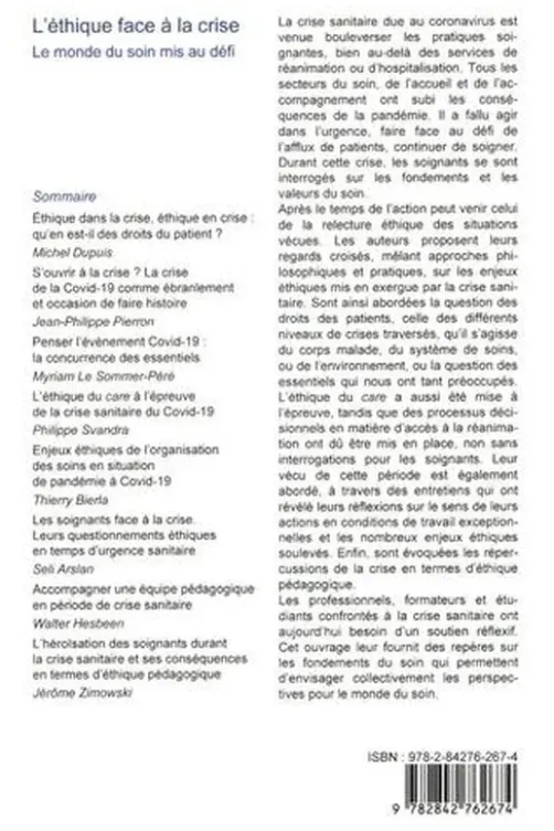 L'éthique face à la crise. Le monde du soin mis au défi, Seli Arslan