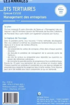 Management des entreprises Epreuve E3-U32 BTS Tertiaires. 8 sujets officiels et 2 sujets inédits et leurs corrigés, Edition 2019, Stéphane Jacquet