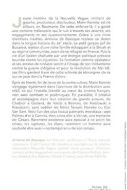 Marin Karmitz. Une autre histoire du cinema, Antoine de Baecque