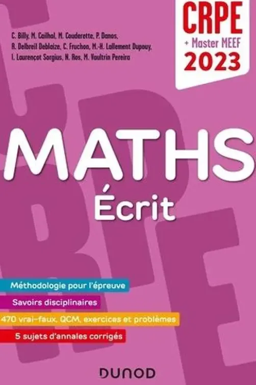 Mathématiques Ecrit. CRPE + Master MEEF, Edition 2023, Madeleine Vaultrin-Pereira