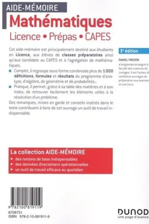 Mathématiques. Licence, prépas, Capes, 3e édition, Daniel Fredon
