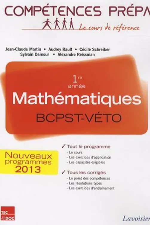 Mathématiques 1re année BCPST-VETO, Jean-Claude Martin