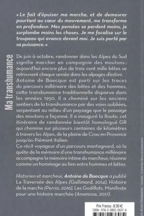 Ma transhumance. Carnet de routo, Antoine de Baecque