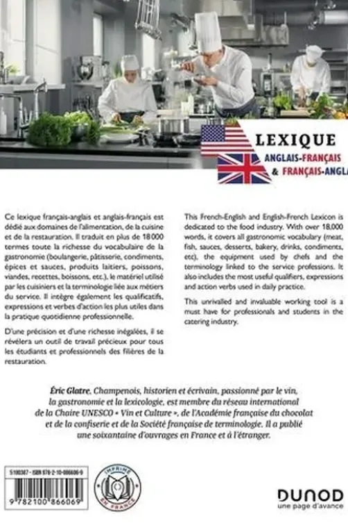 Maîtriser l'anglais de la restauration. Les 18 000 mots indispensables, Edition bilingue français-anglais, Eric Glatre