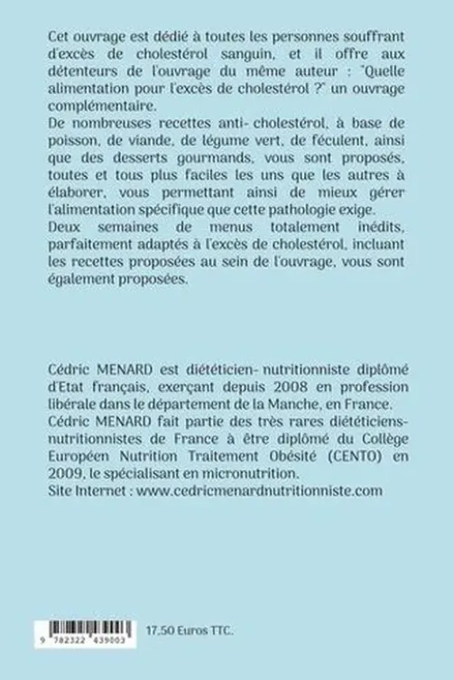 Mes recettes faciles anti-cholestérol. Volume 1, Cédric Menard