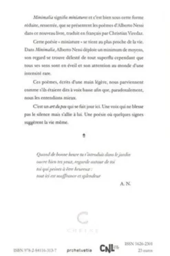 Minimalia. Edition bilingue français-italien, Alberto Nessi