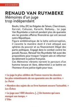 Mémoires d'un juge trop indépendant, Renaud Van Ruymbeke