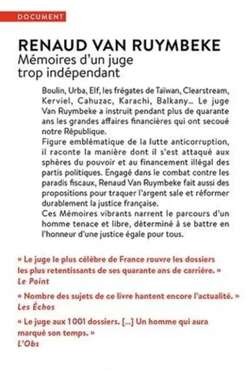 Mémoires d'un juge trop indépendant, Renaud Van Ruymbeke