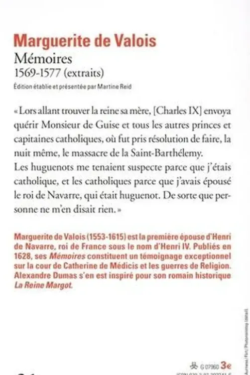 Mémoires 1569-1577 (Extraits), Marguerite de Valois