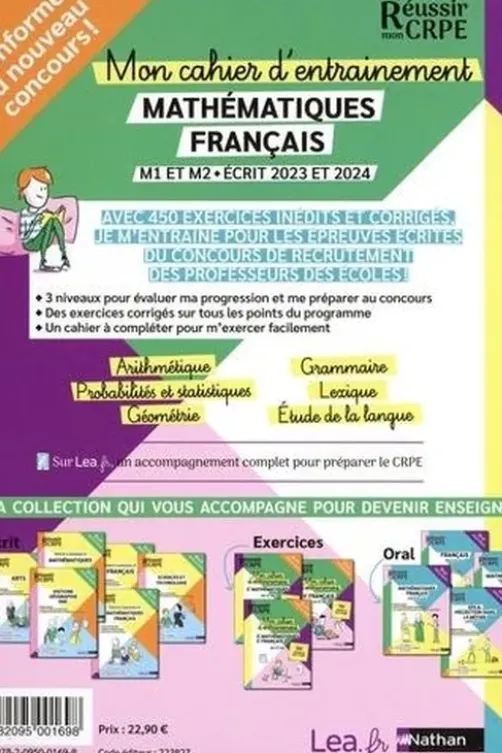 Mon cahier d'entraînement Mathématiques-Français M1 et M2. Edition 2023-2024, Daniel Motteau