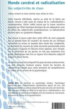 Monde carcéral et radicalisation. Des subjectivités de chaos, Sabine Riss
