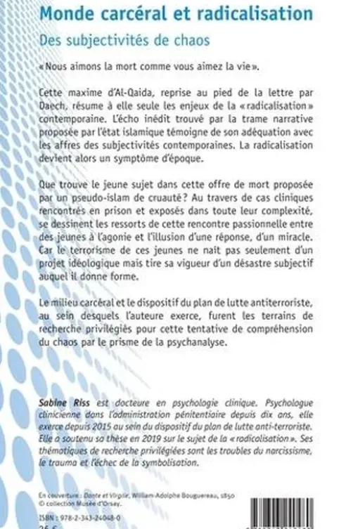 Monde carcéral et radicalisation. Des subjectivités de chaos, Sabine Riss